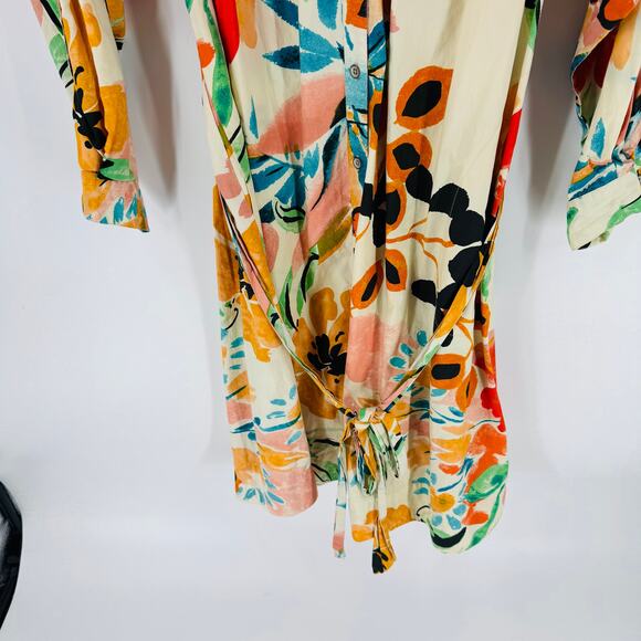 By Anthropologie Rilke Poplin Shirt Dress 3/4 Balloon Sleeve Belted Size 1X - Picture 6 of 10